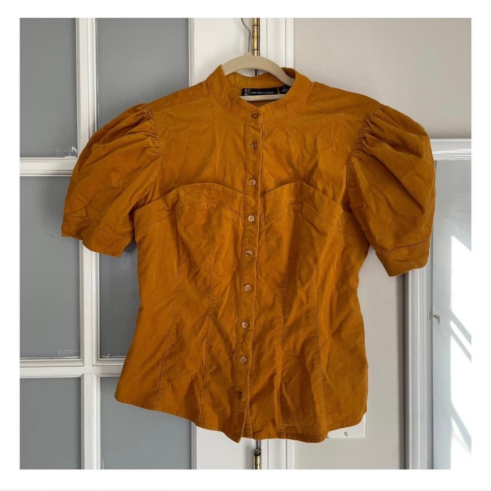 Women's Mustard Puff Sleeve Top